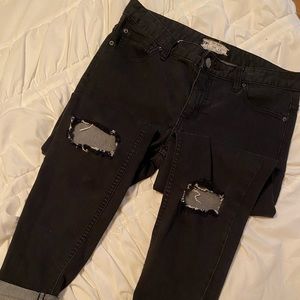 Free people distressed black jegging